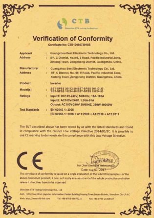 CE European Conformity — LVD certificate