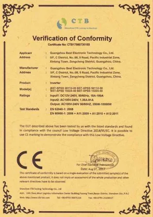 CE Low Voltage Directive Certificate