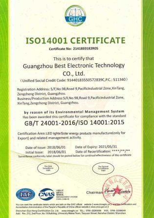 ISO 14001 Environmental Management certificate